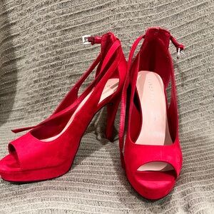 Marc Fisher Dark Red Fabric Heels